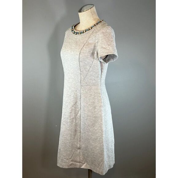 Eliza J Short Sleeve Jersey Knit Embellished Dress in Gray Size 8 - Picture 6 of 8